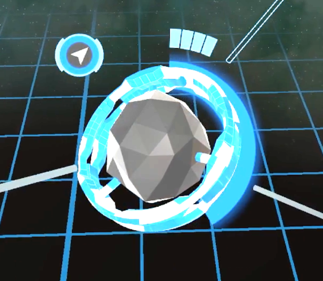 Command-view targeting ring locked around an asteroid on the tactical grid