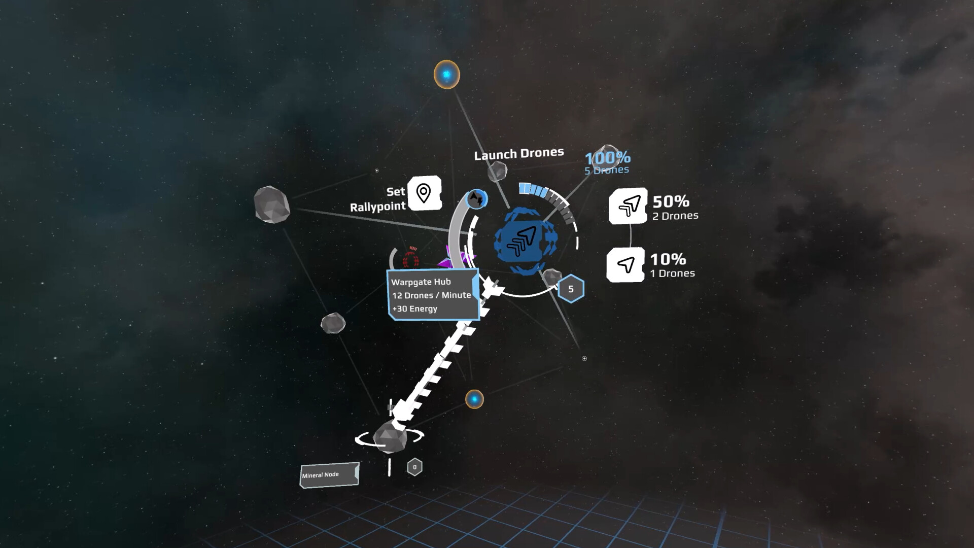 Launch Drones command interface targeting a node up close
